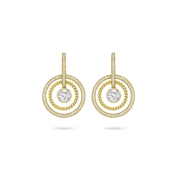Roulette Single Stone Yellow Gold Drop Earrings