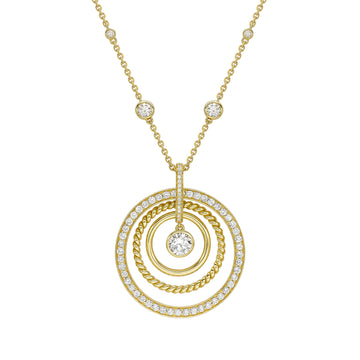 Roulette Diamond Yellow Gold Pendant Necklace