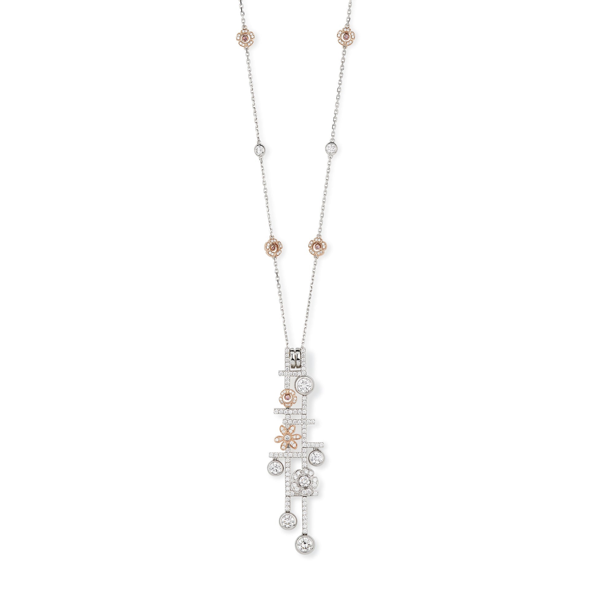 Secret Garden Platinum Rose Gold Diamond Pendant