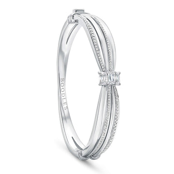 Ribbons Platinum Three Stone Ashoka Diamond Bangle