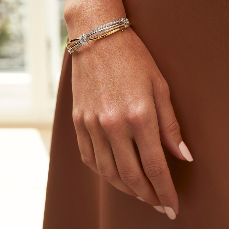 Ribbons Three Stone Ashoka Diamond Bangle