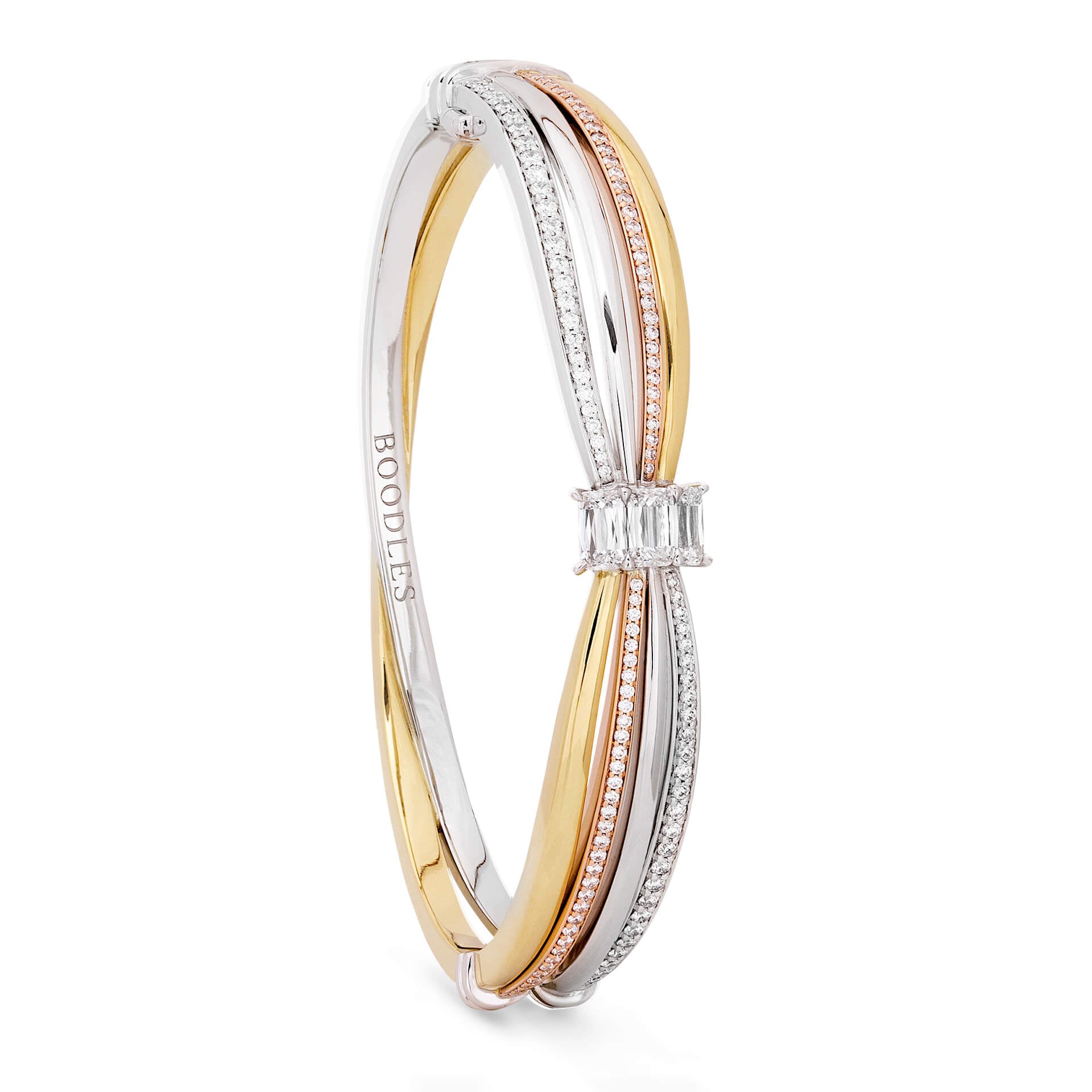 Ribbons Three Stone Ashoka Diamond Bangle