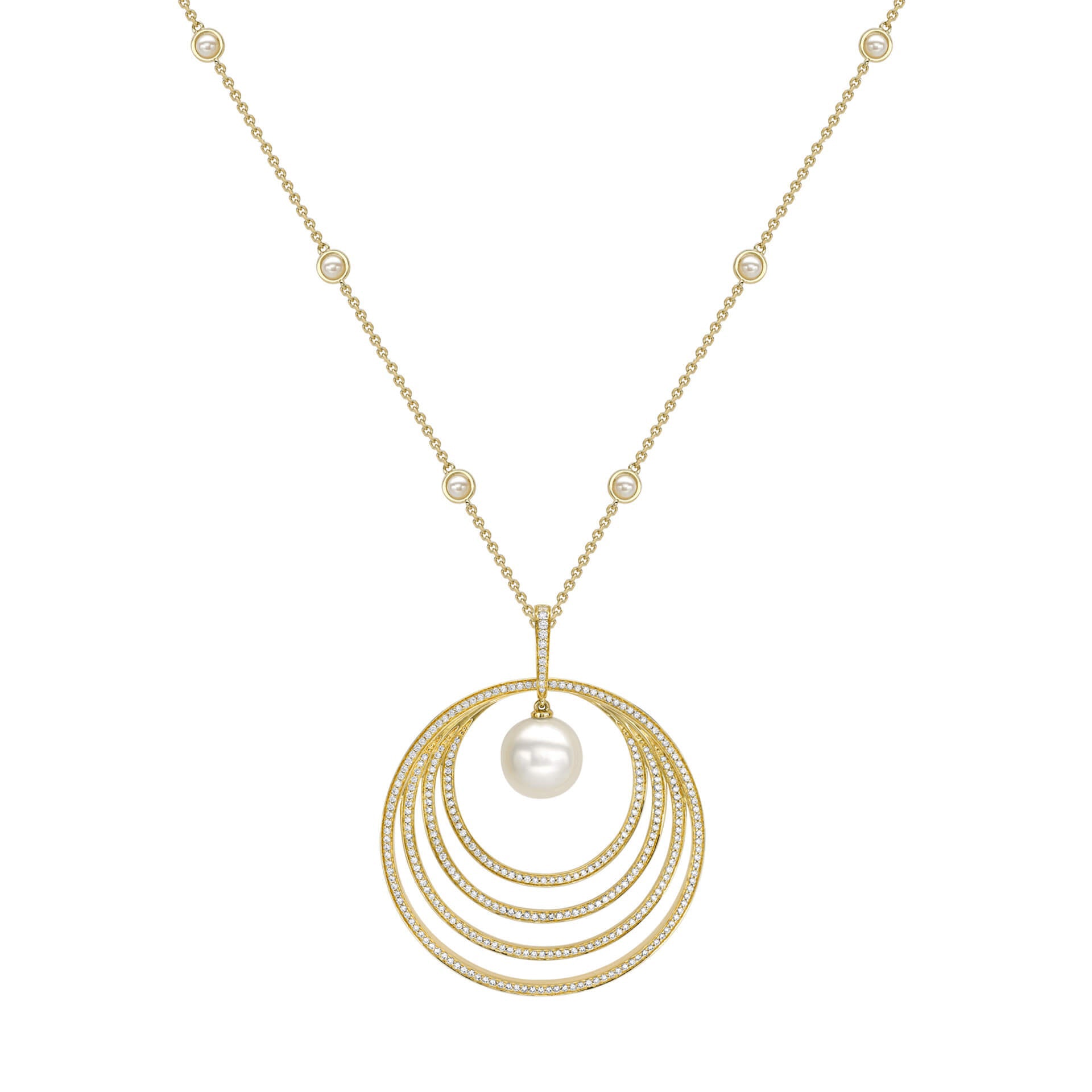 Roulette Pearl Diamond Yellow Gold Pendant