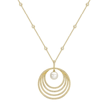 Roulette Pearl Diamond Yellow Gold Pendant