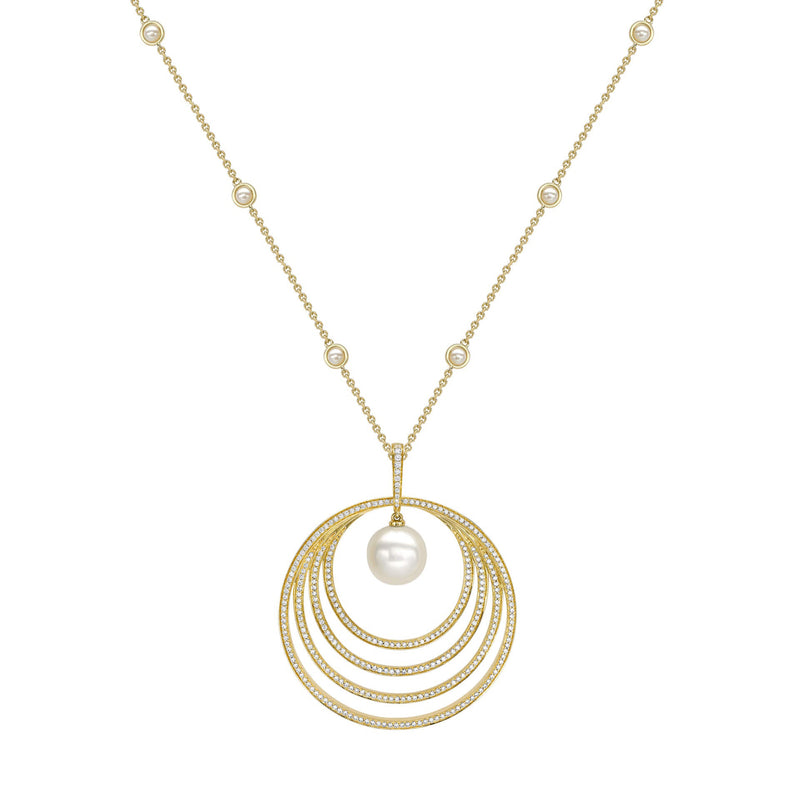 Roulette Pearl Diamond Yellow Gold Pendant