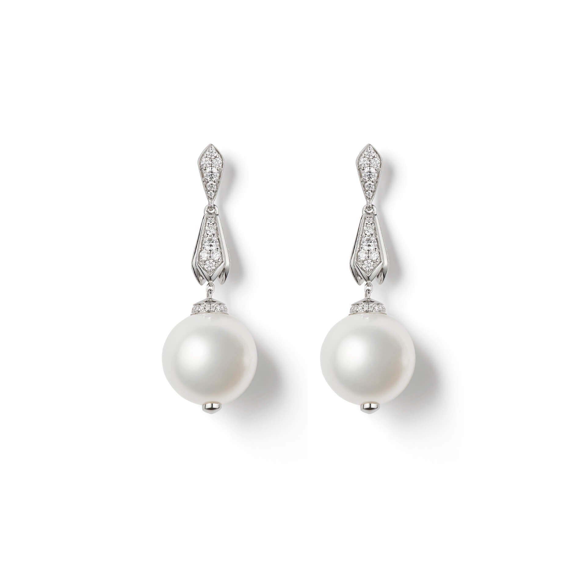 Secret Garden Pearl Diamond White Gold Drop Earrings