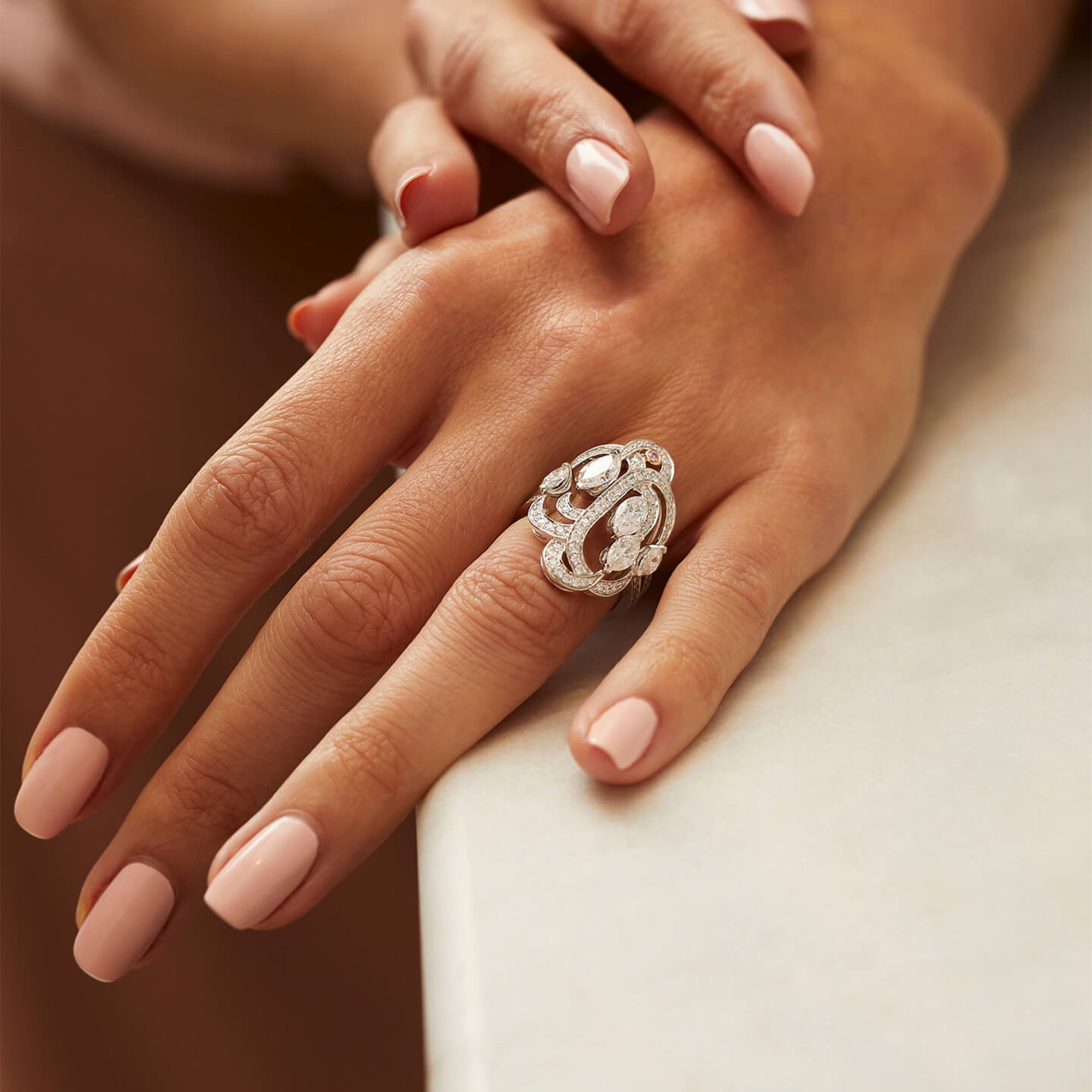 Secret Garden Platinum Marquise Diamond Ring