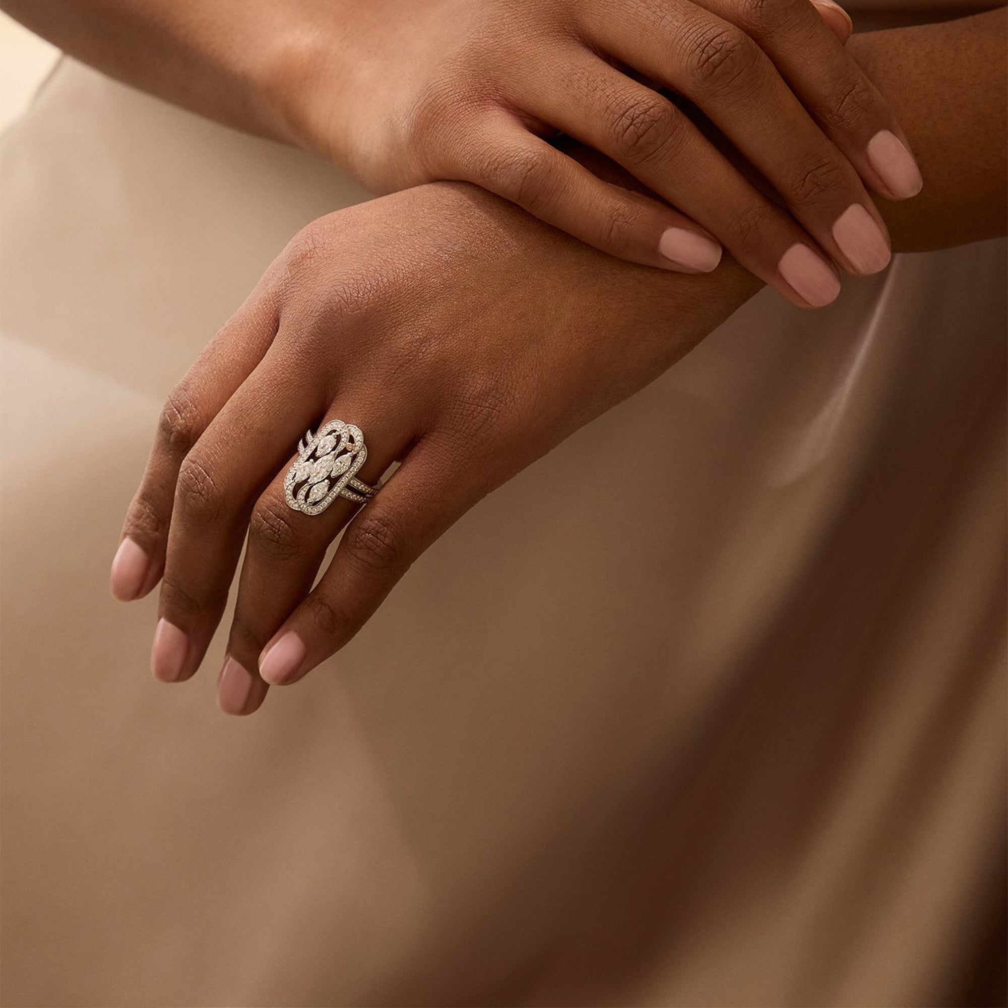 Secret Garden Platinum Marquise Pink Diamond Ring