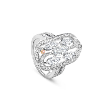 Secret Garden Platinum Marquise Pink Diamond Ring