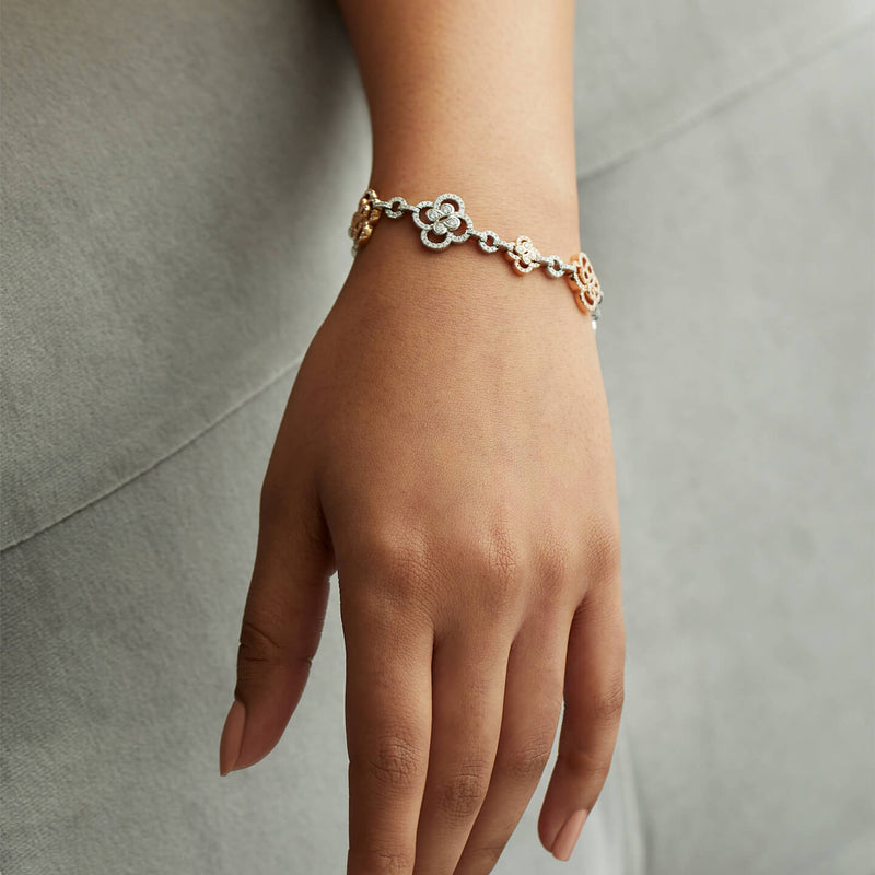 Be Boodles Platinum and Rose Gold Diamond Bracelet