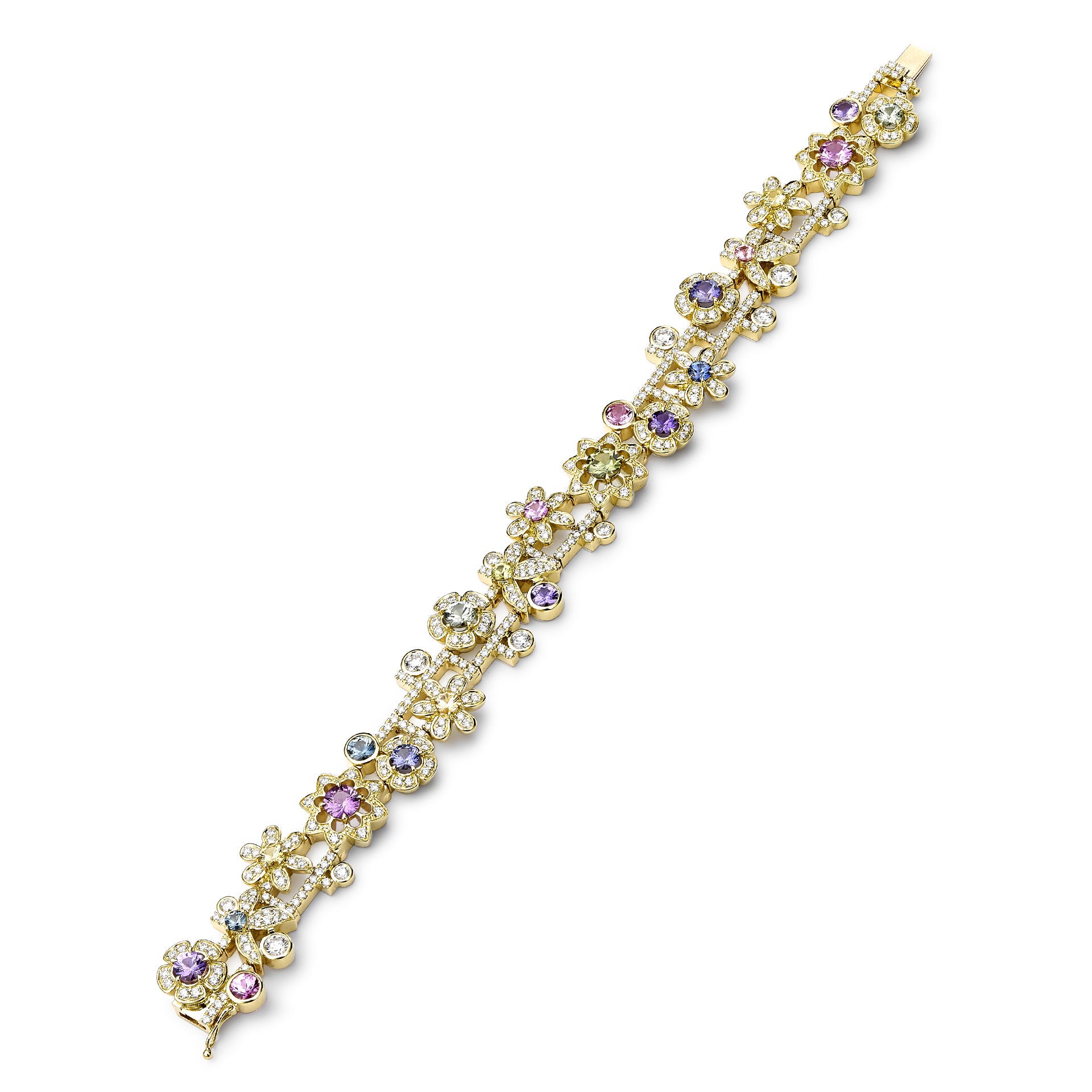 Secret Garden Yellow Gold Diamond Sapphire Bracelet