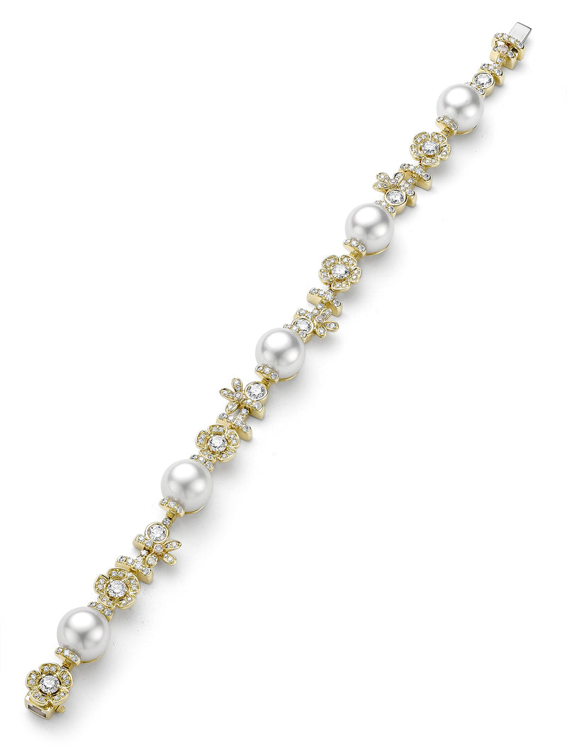 Secret Garden Pearl and Diamond Yellow Gold Bracelet