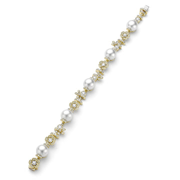 Secret Garden Pearl and Diamond Yellow Gold Bracelet