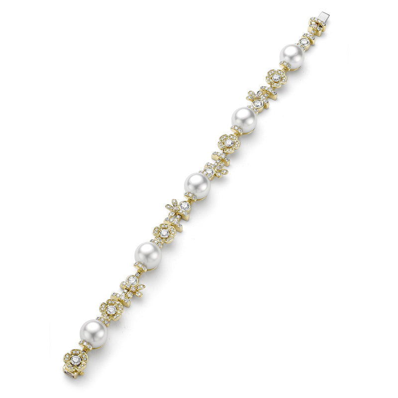 Secret Garden Pearl and Diamond Yellow Gold Bracelet