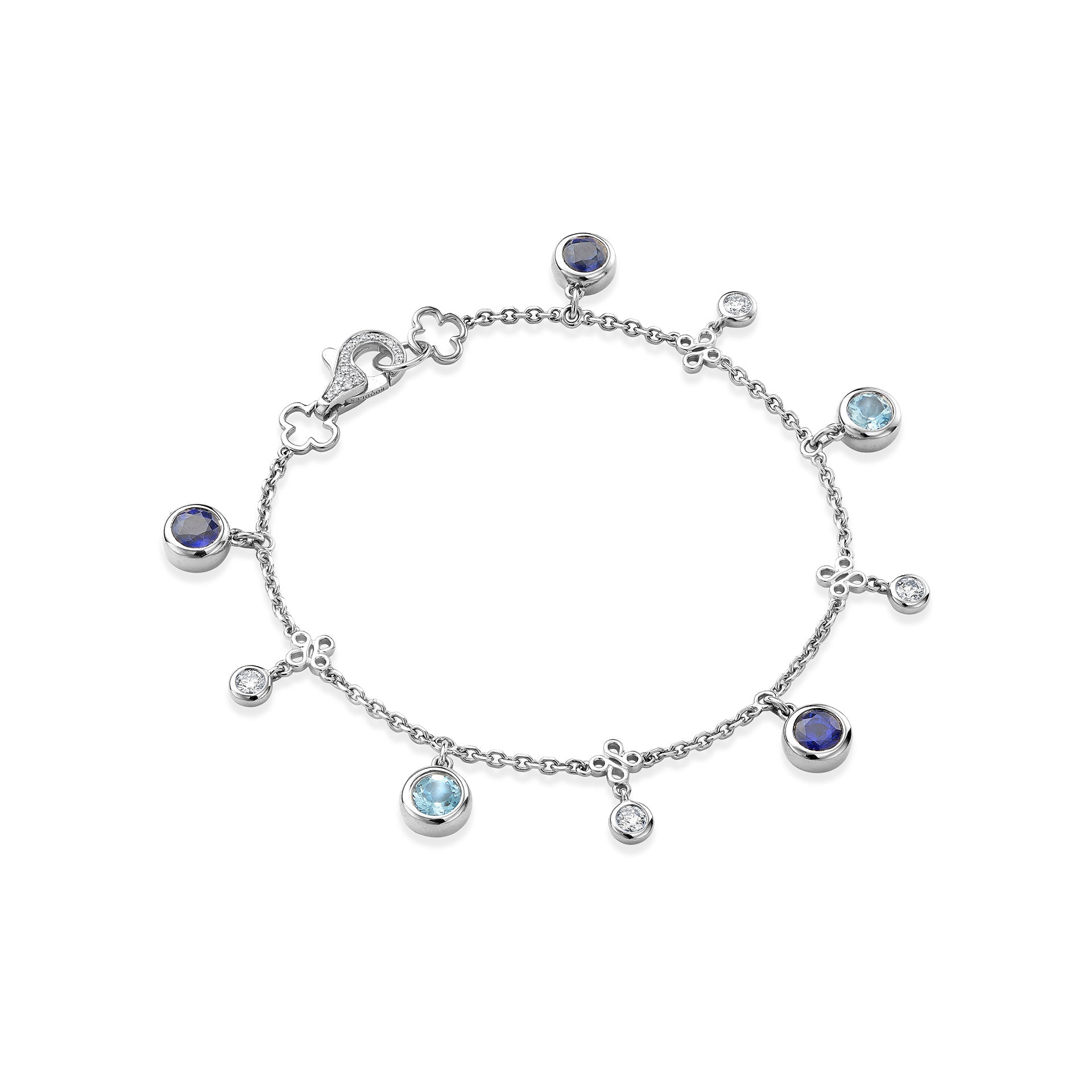 Beach Sapphire Aquamarine Platinum Bracelet