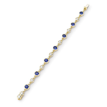 Florentine Sapphire and Diamond Yellow Gold Bracelet