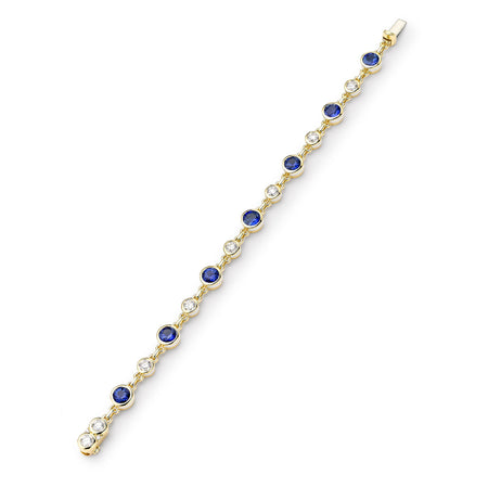 Florentine Sapphire and Diamond Yellow Gold Bracelet