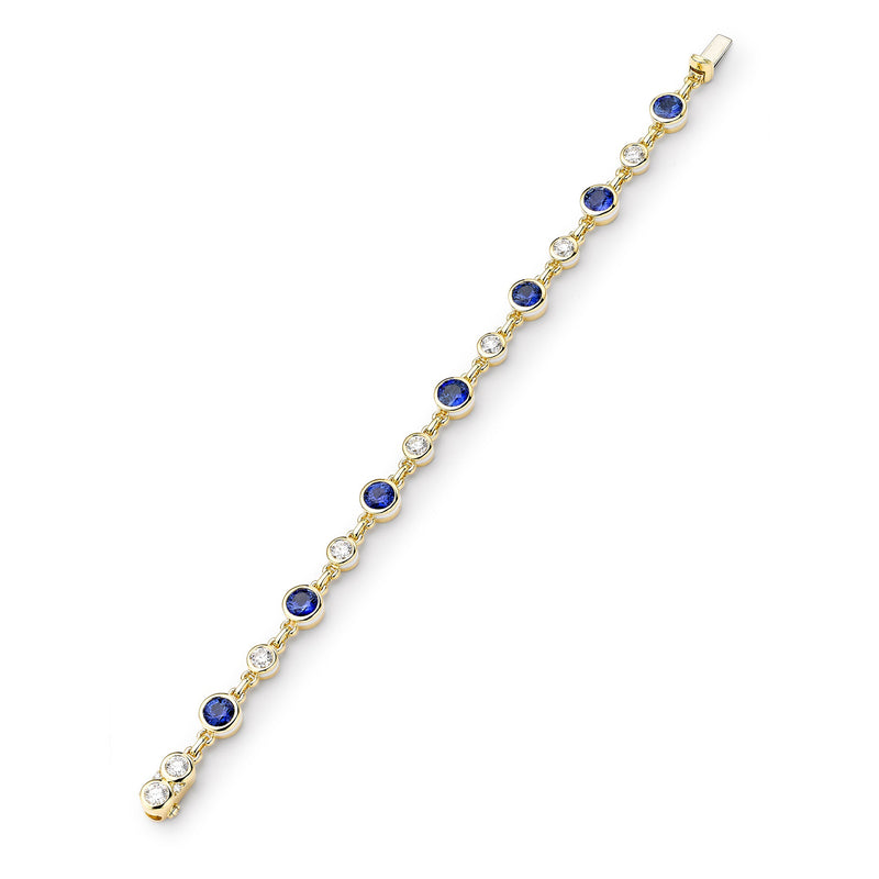 Florentine Sapphire and Diamond Yellow Gold Bracelet