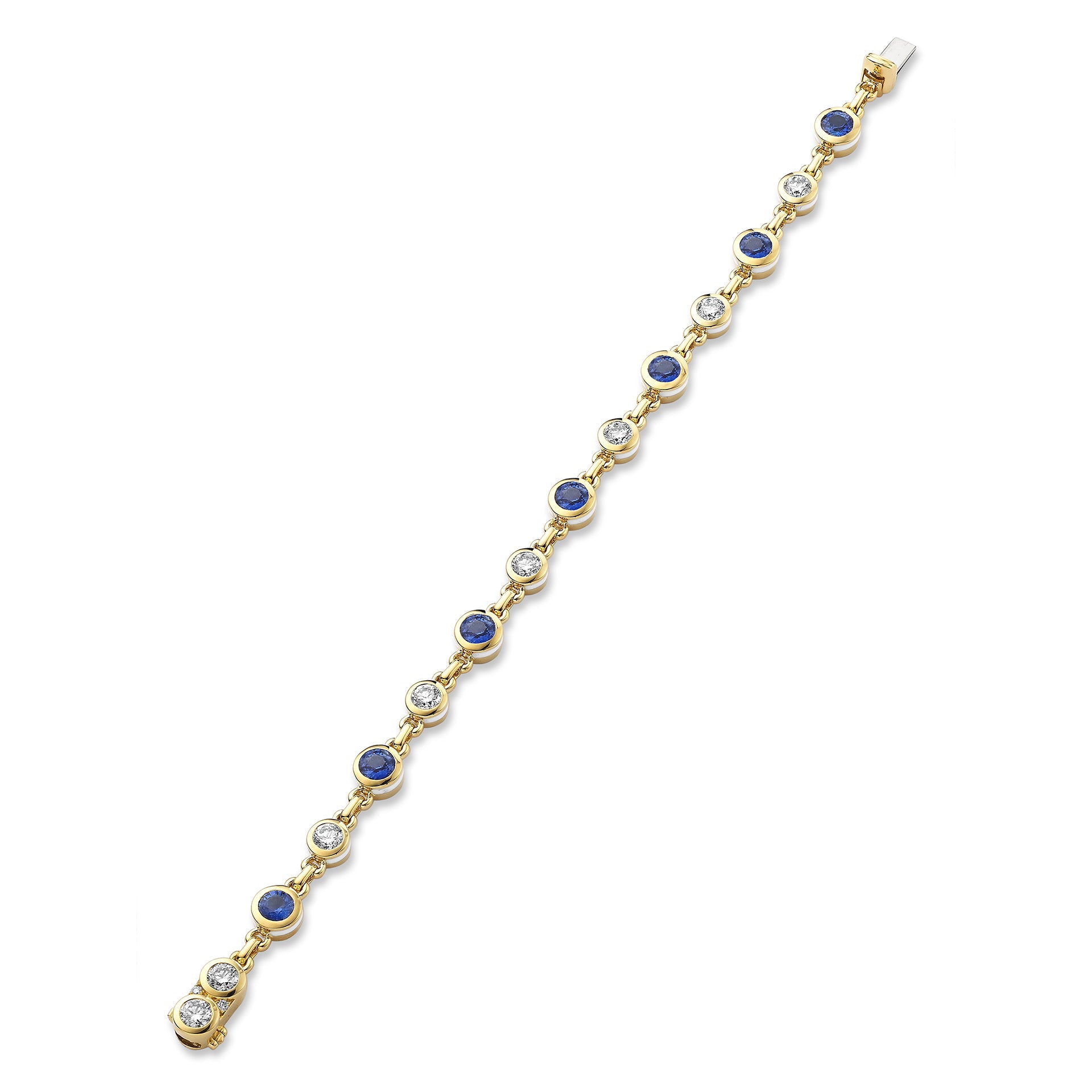 Florentine Sapphire and Diamond Yellow Gold Bracelet