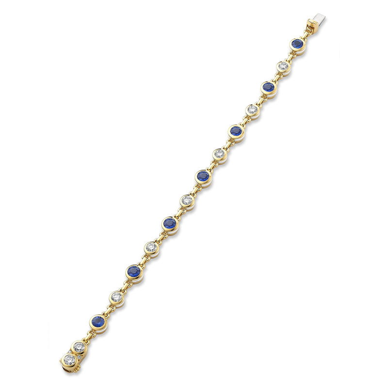 Florentine Sapphire and Diamond Yellow Gold Bracelet