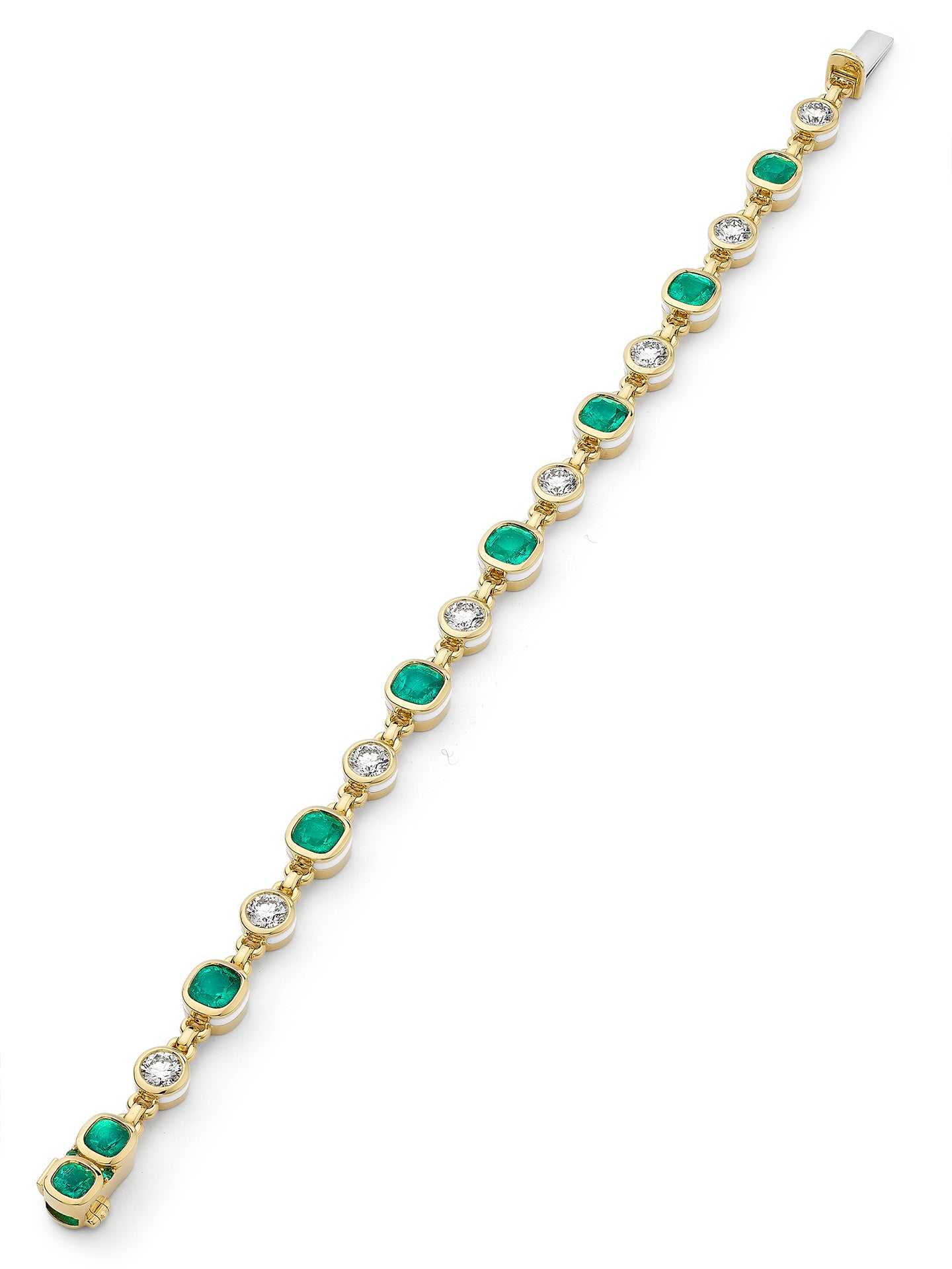 Florentine Emerald and Diamond Yellow Gold Bracelet