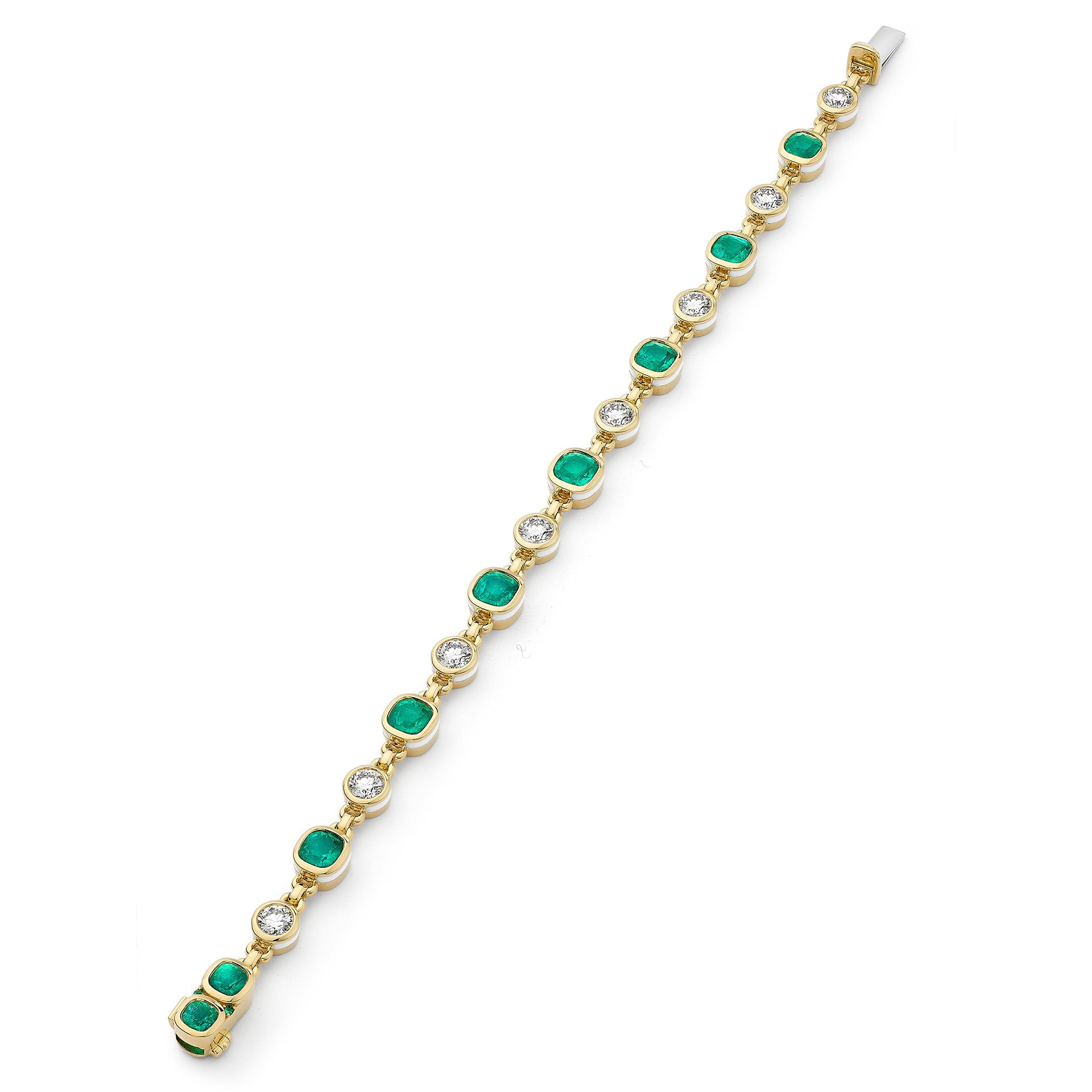 Florentine Emerald and Diamond Yellow Gold Bracelet