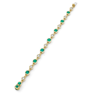Florentine Emerald and Diamond Yellow Gold Bracelet