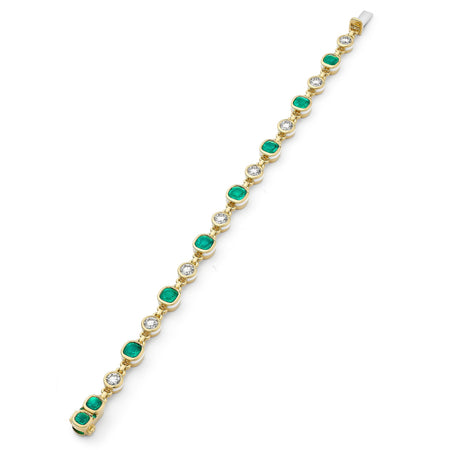 Florentine Emerald and Diamond Yellow Gold Bracelet