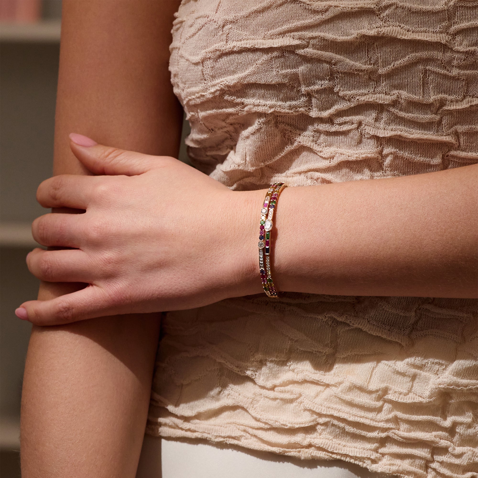 Play of Light Rose Gold Sapphire Chelsea Bangle