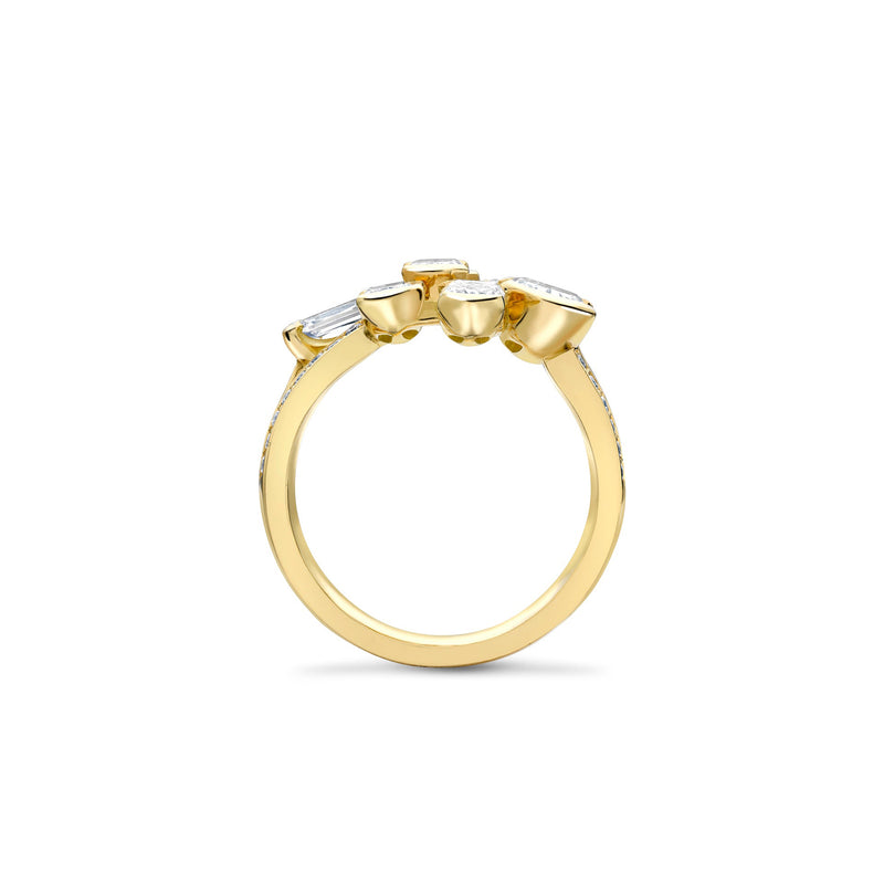 Classic Light Pillar Ashoka Diamond Yellow Gold Ring