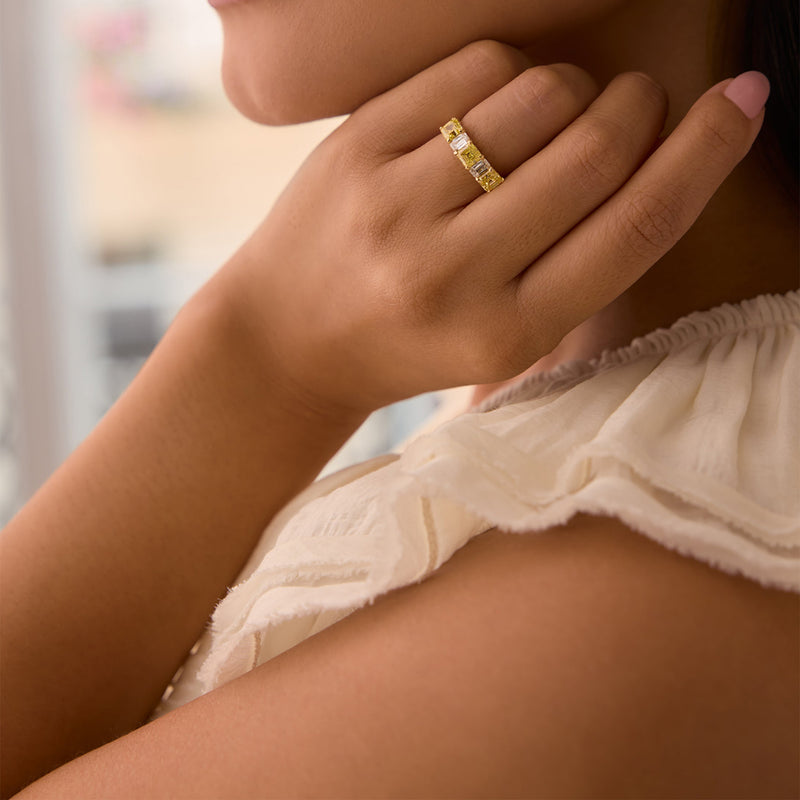 Classic Yellow and White Diamond Eternity Ring