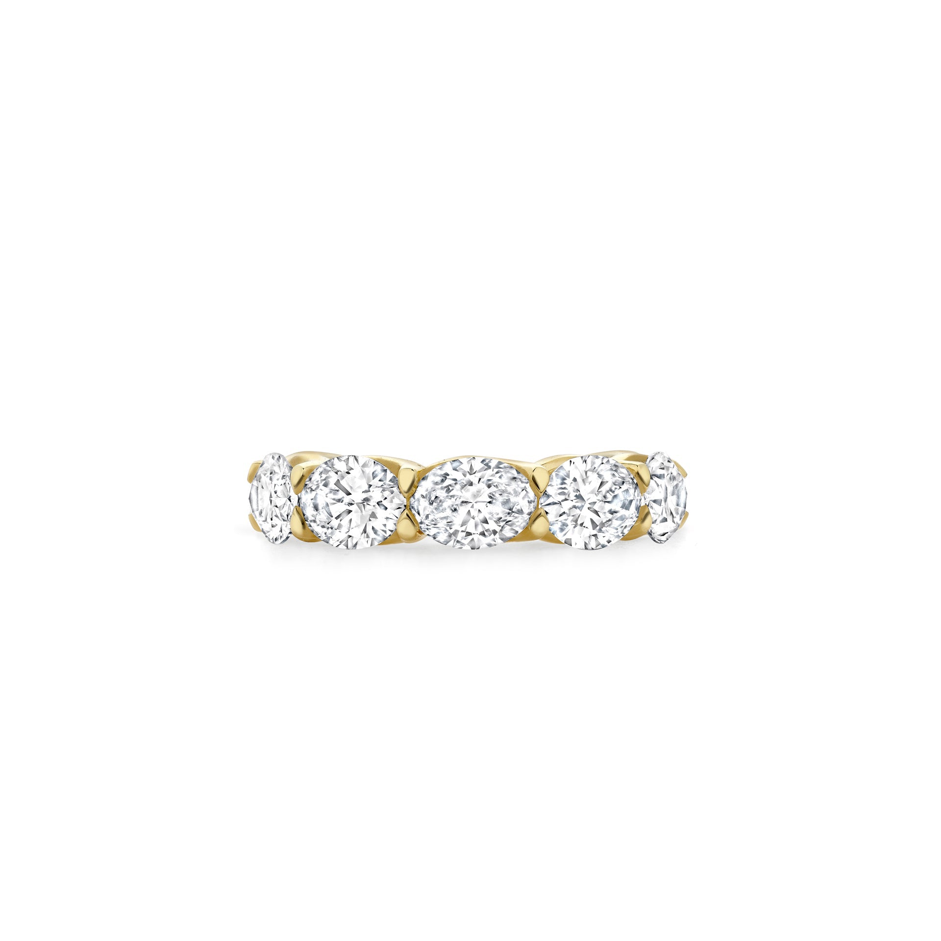Classic Five Stone Oval Diamond Yellow Gold Ring