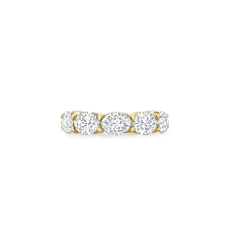 Classic Five Stone Oval Diamond Yellow Gold Ring