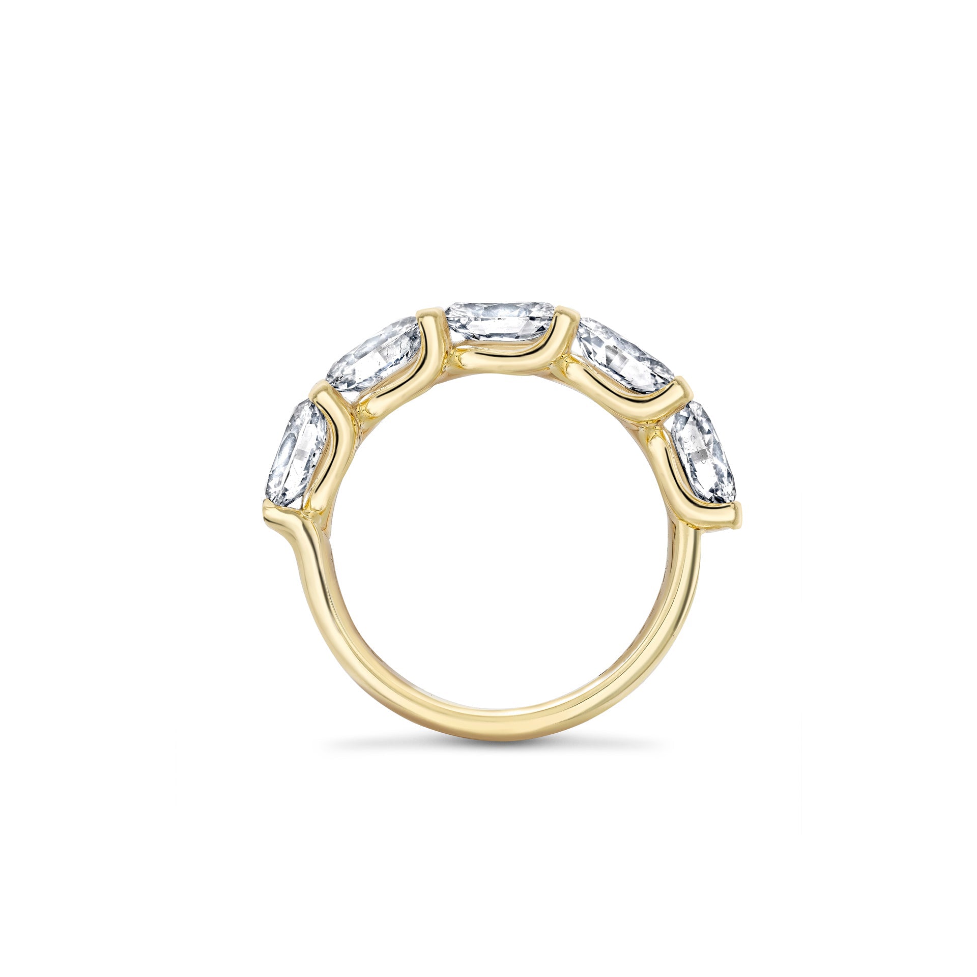 Classic Five Stone Oval Diamond Yellow Gold Ring