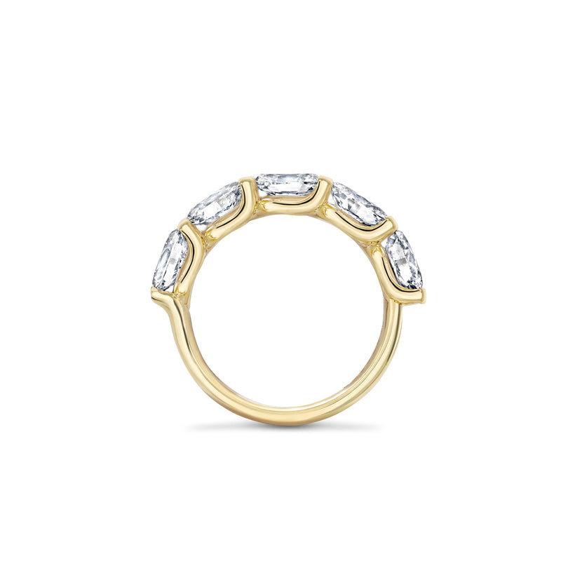 Classic Five Stone Oval Diamond Yellow Gold Ring