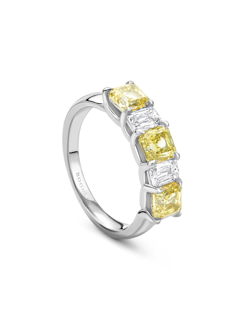 Classic Yellow and White Diamond Platinum Eternity Ring