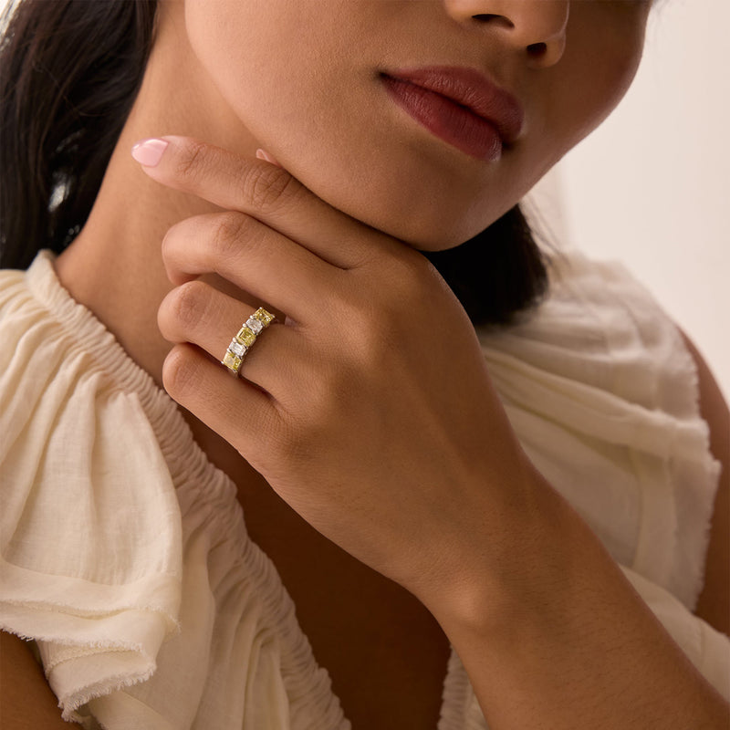 Classic Yellow and White Diamond Eternity Ring