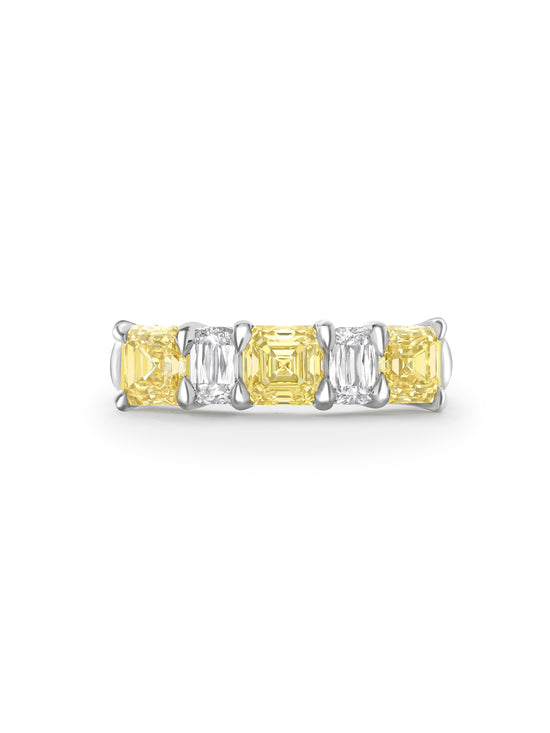 Classic Yellow and White Diamond Platinum Eternity Ring