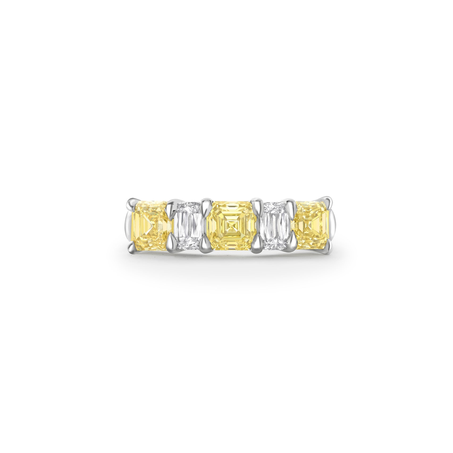 Classic Yellow and White Diamond Platinum Eternity Ring