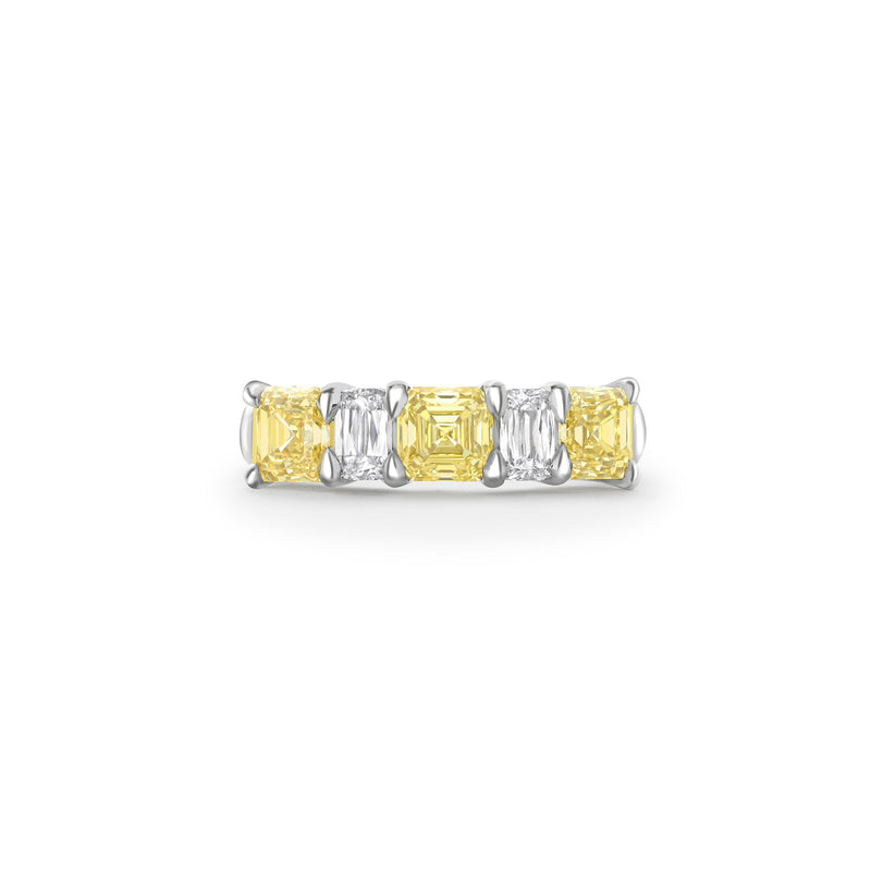 Classic Yellow and White Diamond Platinum Eternity Ring