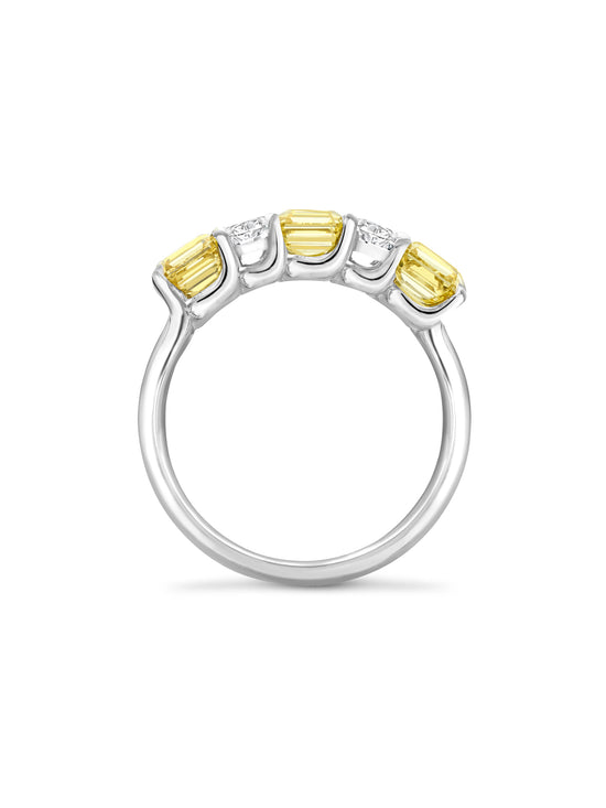 Classic Yellow and White Diamond Platinum Eternity Ring