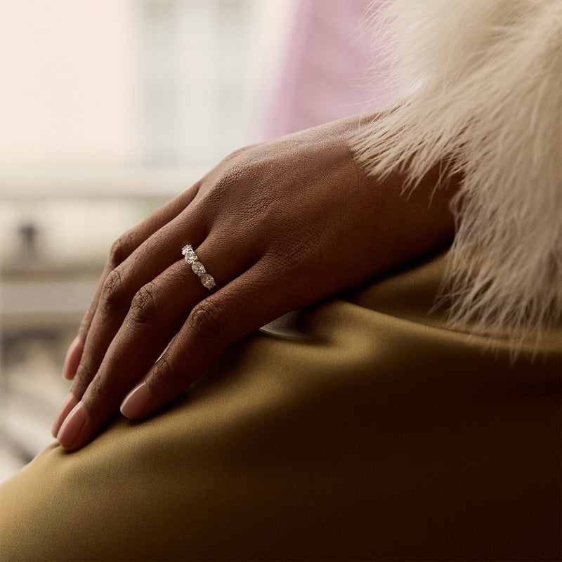 Classic Five Stone Oval Diamond Platinum Eternity Ring