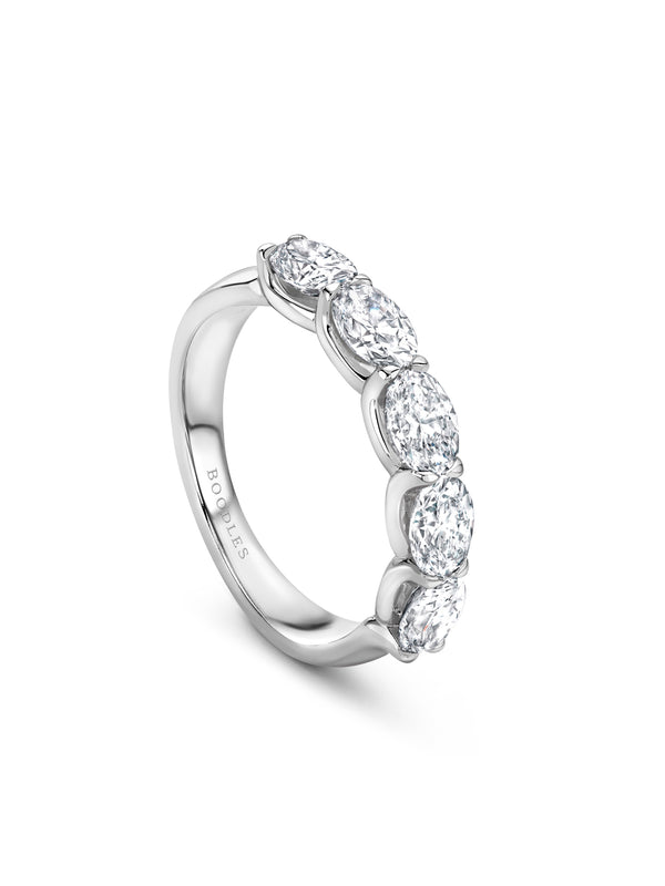 Classic Five Stone Oval Diamond Platinum Eternity Ring