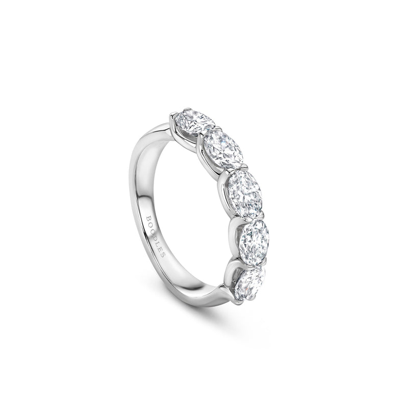 Classic Five Stone Oval Diamond Platinum Eternity Ring