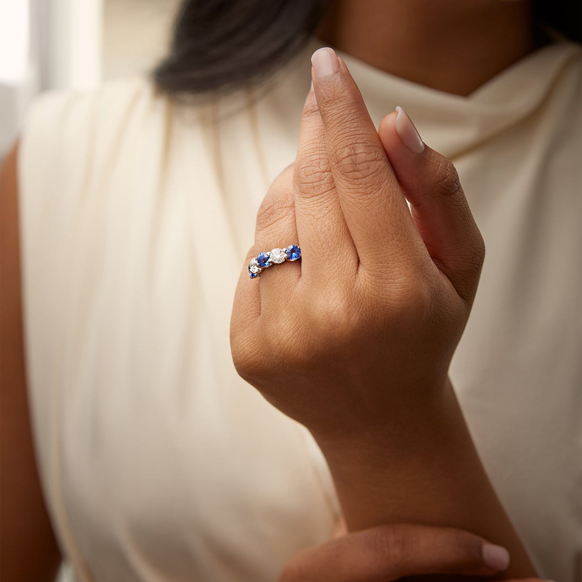 Classic Evermore Five Stone Sapphire Eternity Ring