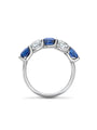 Classic Five Stone Oval Diamond Sapphire Platinum Eternity Ring