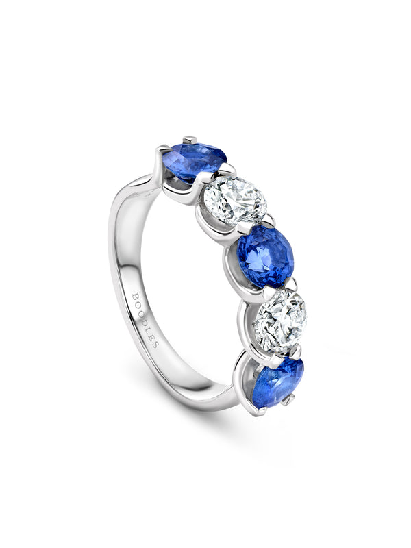 Classic Five Stone Oval Diamond Sapphire Platinum Eternity Ring | Boodles