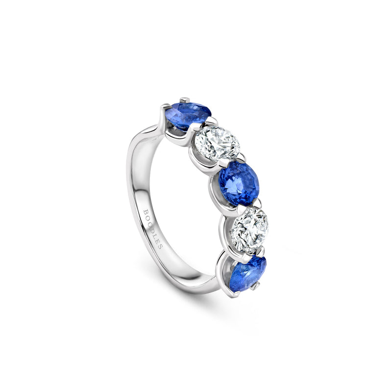 Classic Five Stone Oval Diamond Sapphire Platinum Eternity Ring | Boodles