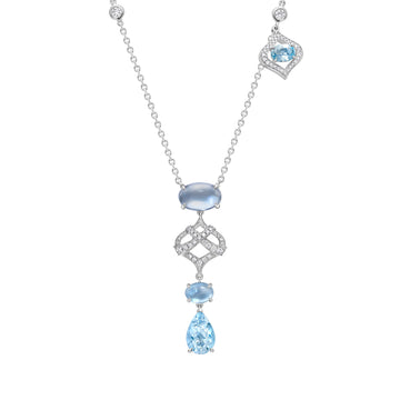 Woodland Aquamarine Diamond White Gold Pendant