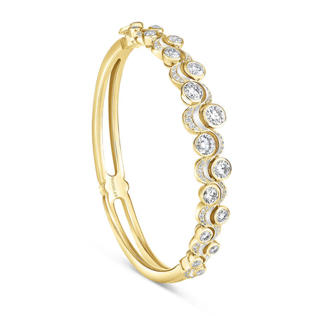 Over the Moon Diamond Enamel Yellow Gold Bangle